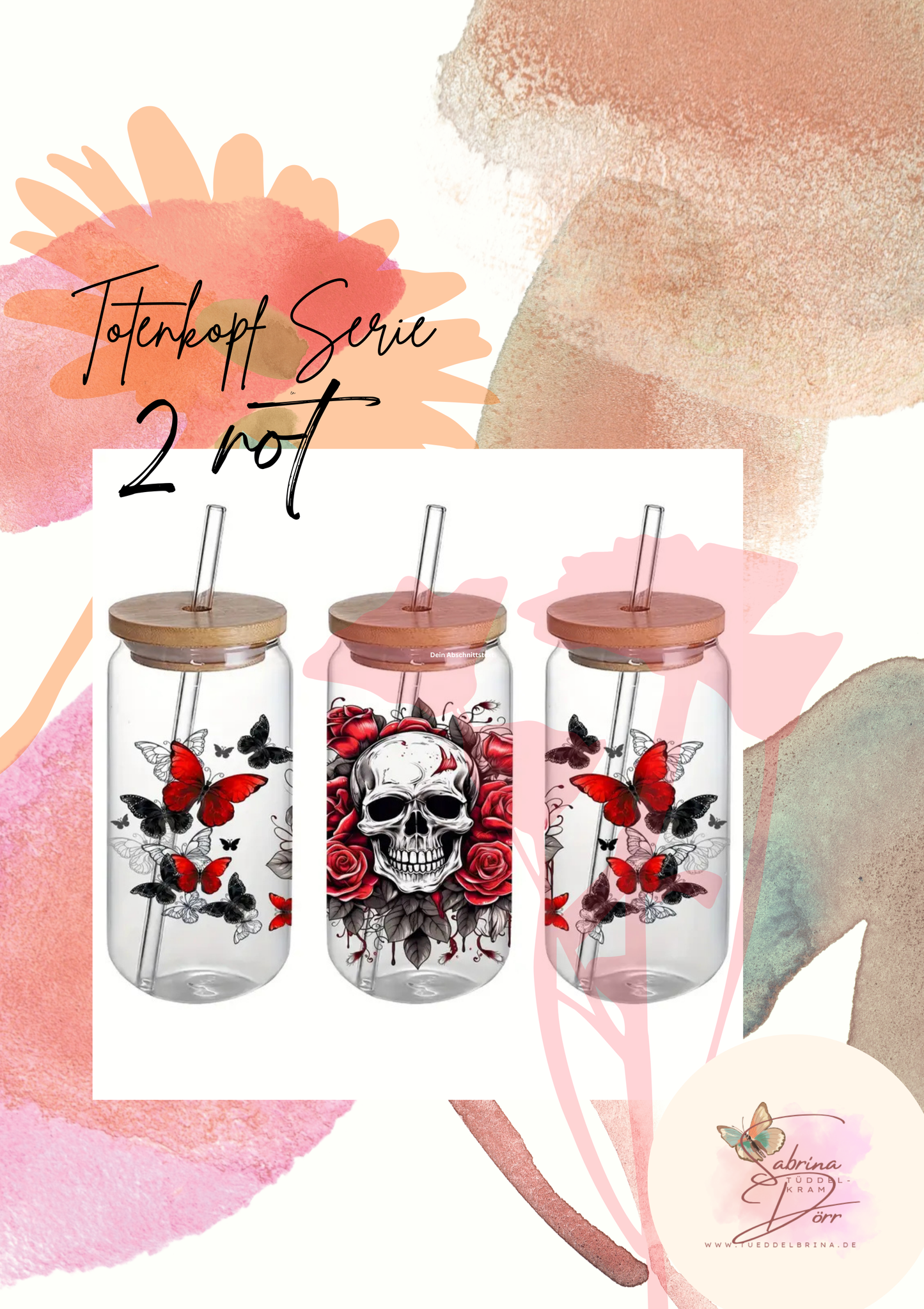 Glas Totenkopf 2 rot
