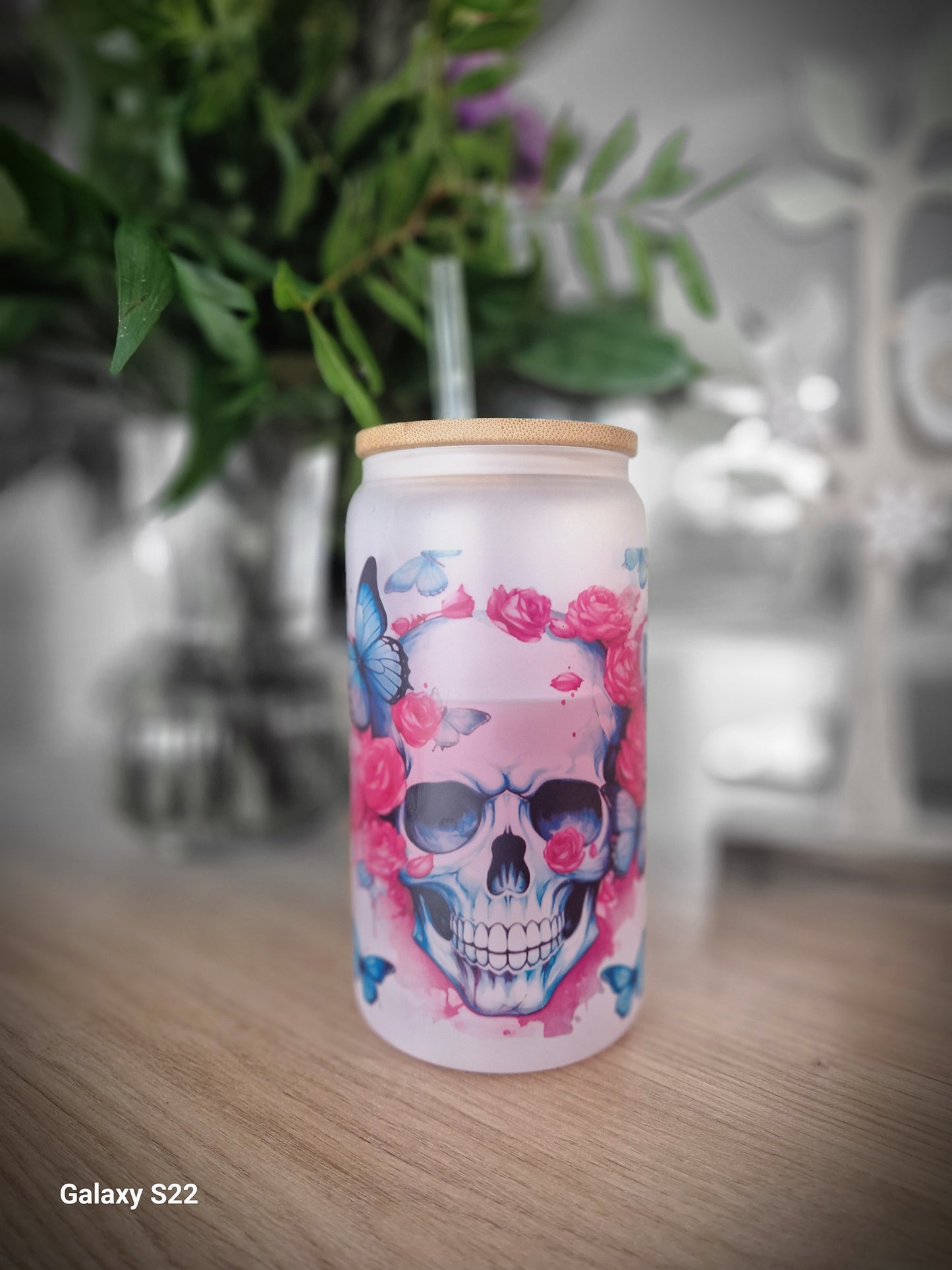 Glas Totenkopf 1 pink