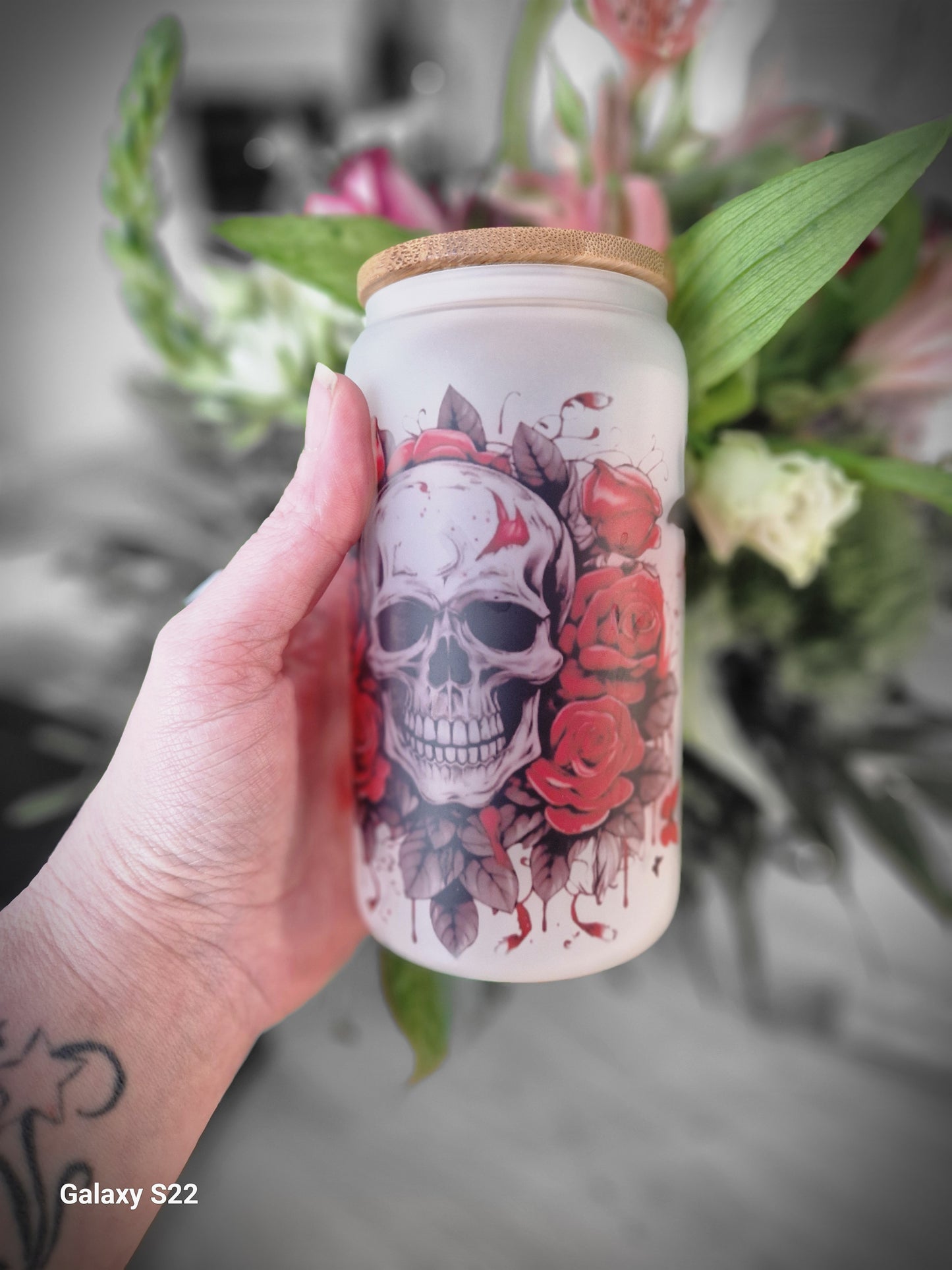 Glas Totenkopf 2 rot