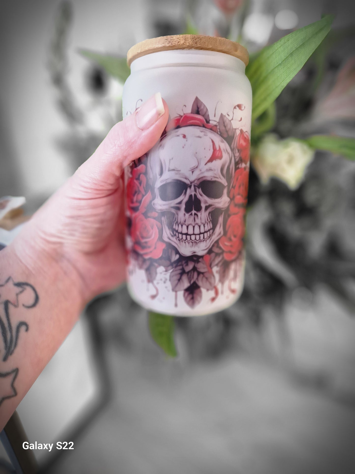 Glas Totenkopf 2 rot