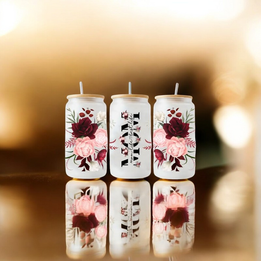 Glas Mom Boho rot